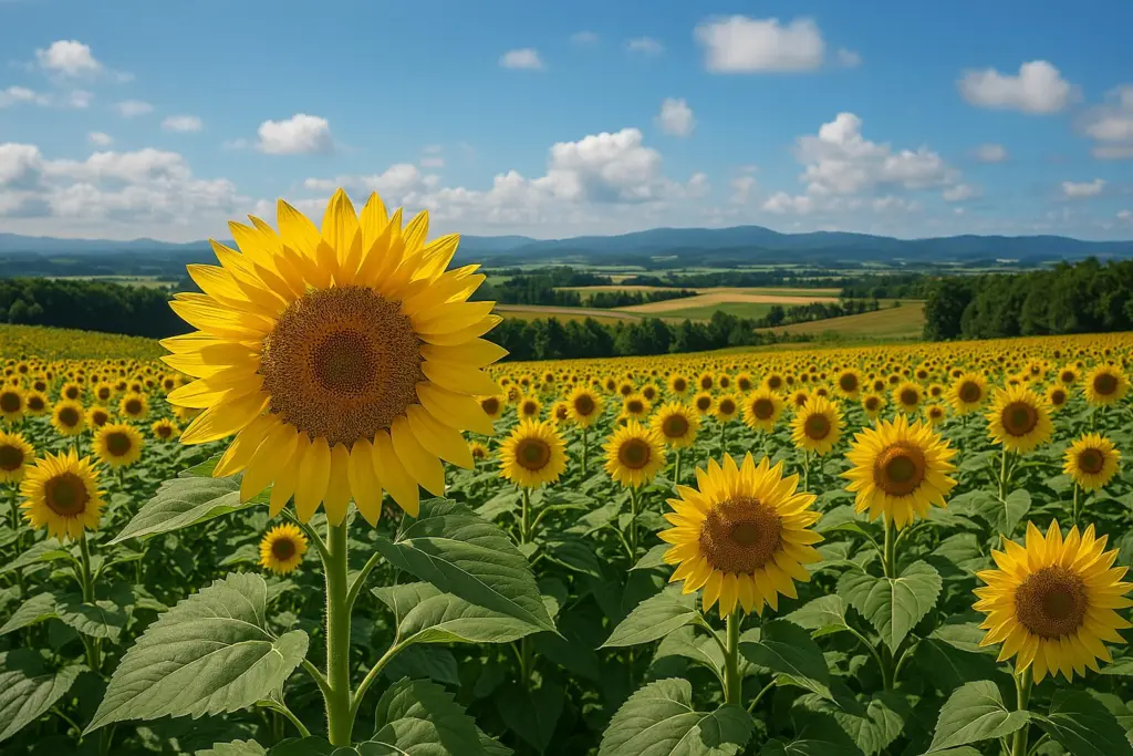 十勝ヒルズで花に囲まれて散策するカップルの風景