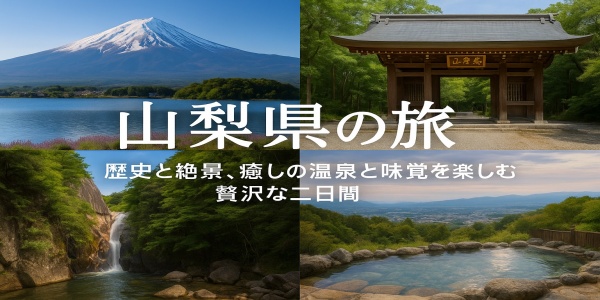 富士山を背景にした山梨旅行の象徴的な風景